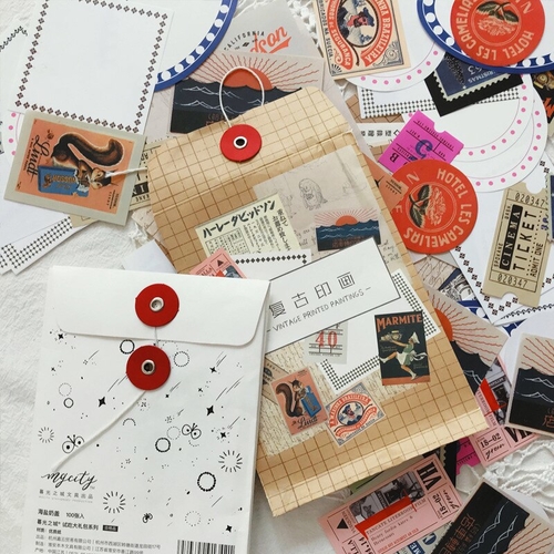 1PACK Retro Print Mousse Cake Material Sticker
