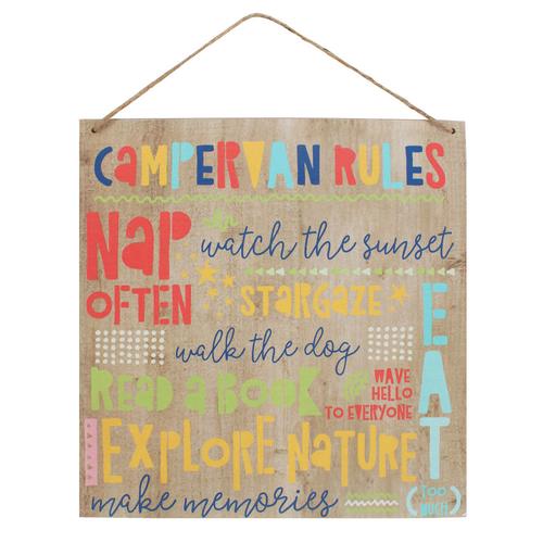 Campervan Rules Wooden Sign