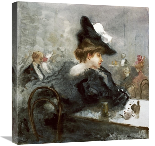 Global Gallery GCS-266834-22-142 22 in. Elegant Lady in Black in a Caf