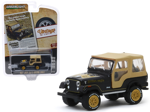 1977 Jeep CJ-5 Golden Eagle Black with Tan Top and Gold Wheels \The