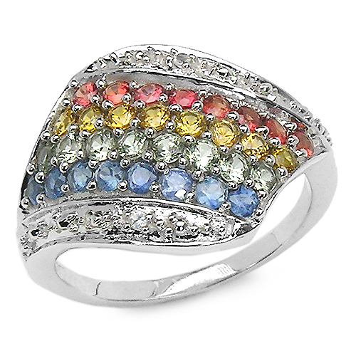 1.97 Carat Genuine Multi Stone .925 Sterling Silver Ring