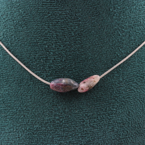 Rubellite Tourmaline from Brazil 2 beads necklace.