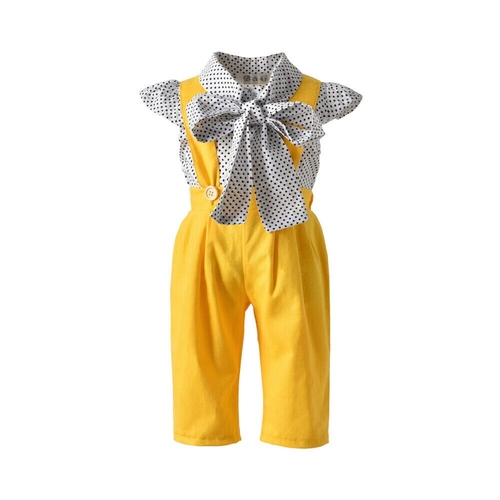 Toddler Kids Baby Girl Clothes Sets Bow Dot Print