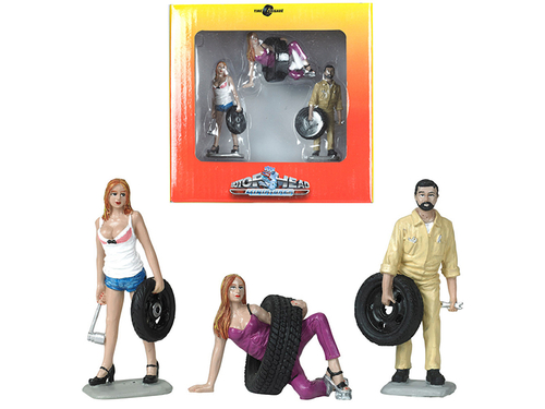 Val, Meg and Gary Tire Brigade 3 piece Figurine Set 1/24 by Motorhead
