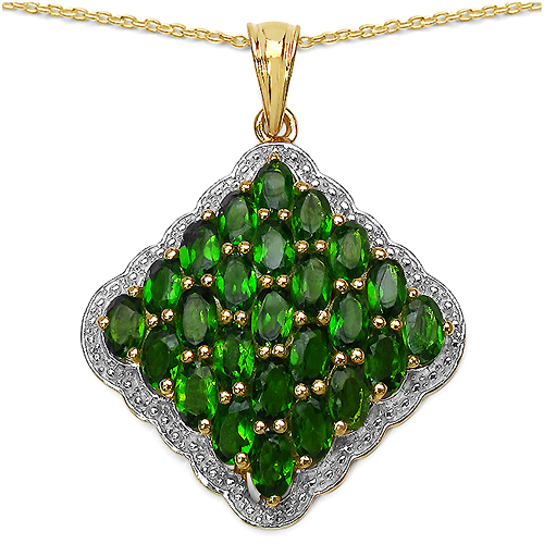 14K Yellow Gold Plated 5.50 Carat Genuine Chrome Diopside.925 Sterling