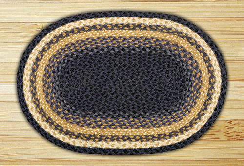 Earth Rugs 04-079 Lt. Blue-Dk. Blue-Mustard Oval Rug