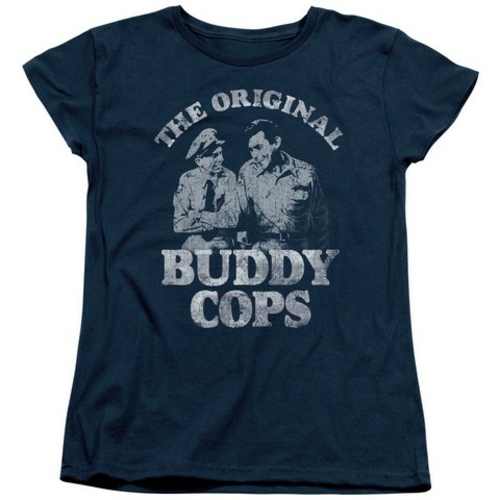 Trevco Andy Griffith-Buddy Cops - Short Sleeve Womens Tee - Navy- 2X