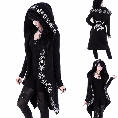  Hoodies Gothic Casual Cool Chic Black Plus