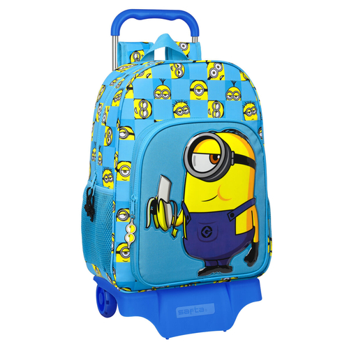 School Rucksack with Wheels Minions Minionstatic Blue (33 x 42 x 14