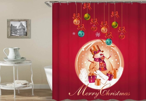 Warm Red Merry Christmass Shower Curtain