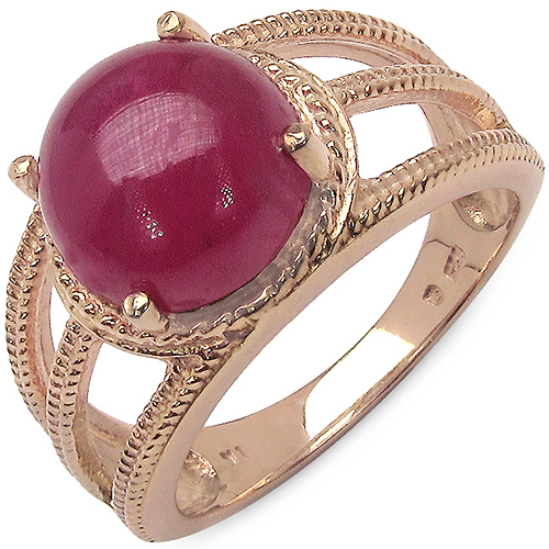 14K Rose Gold Plated 6.55 Carat Genuine Glass Filled Ruby .925