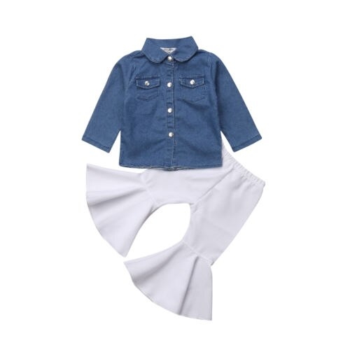 Toddler Kid Baby Girl Denim Tops+ Flared