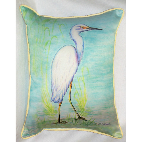 Betsy Drake HJ025 Snowy Egret Art Only Pillow 15"x22"