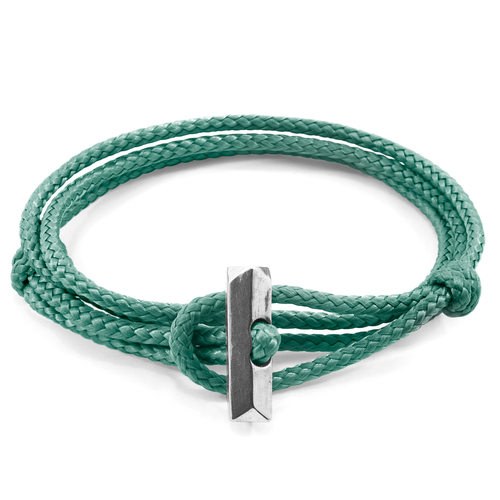 Mint Green Oxford Silver and Rope Bracelet
