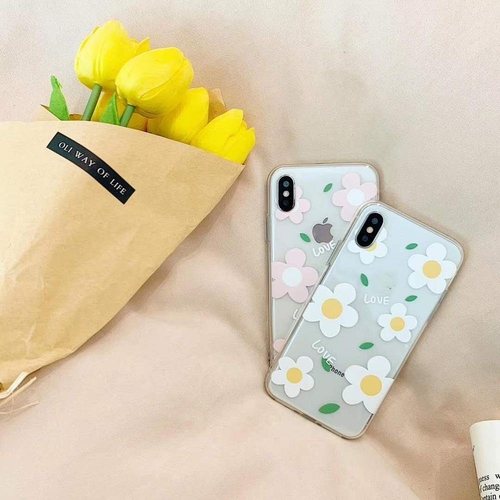 Lovely Floral Daisy Graffiti Clear Phone Case