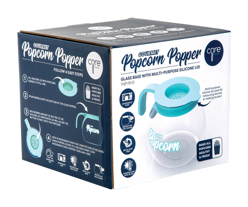 Core Kitchen 6860746 3 qt. Clear & Teal Air Popcorn Popper