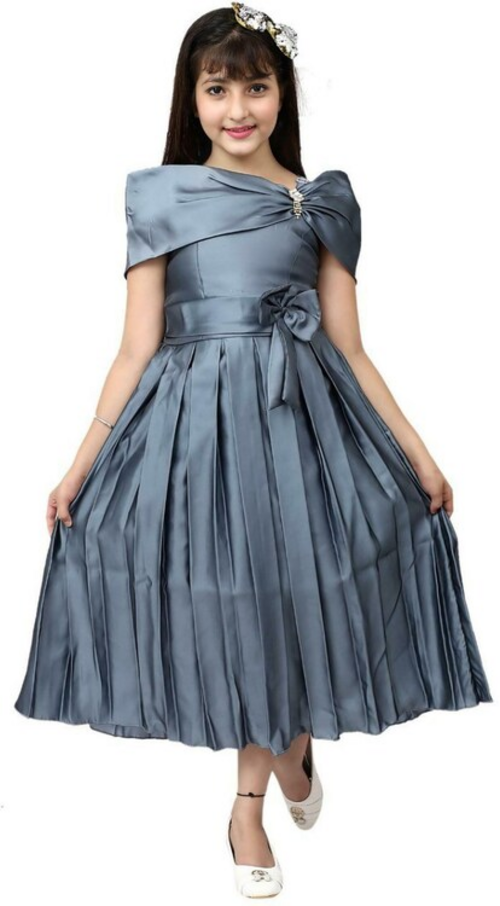 Girls Pink Floral Print Silk Blend Gown Dress (Size-12-13YEARS)