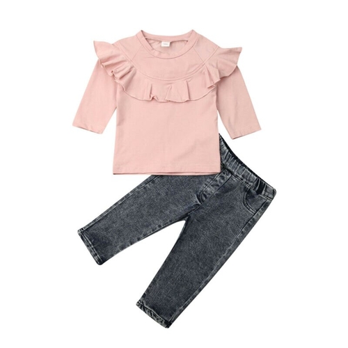 Casual Kids Baby Girl Autumn Outfits Ruffles