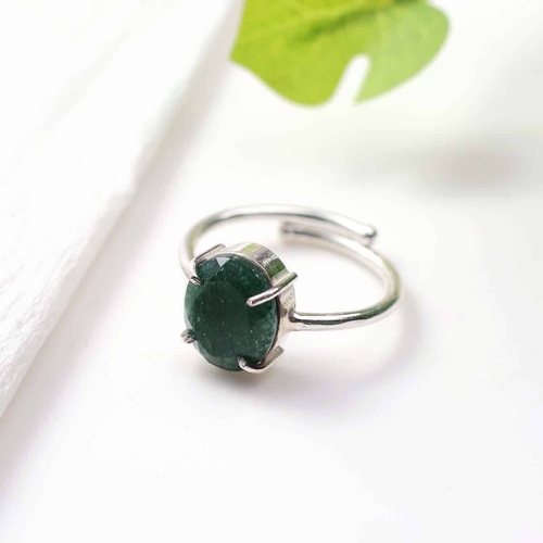 Green Jade Diamond Cut Ring