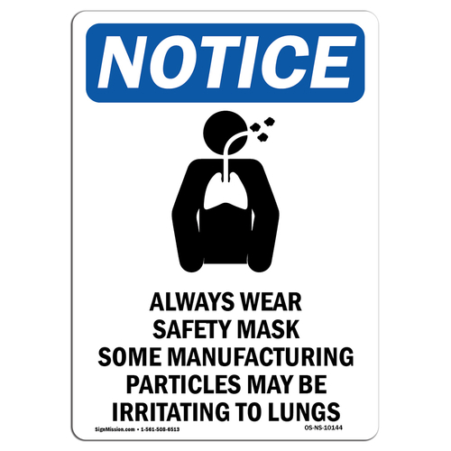 SignMission OS-NS-RD-1218-V-10144 OSHA Notice Sign - Always Wear Safet