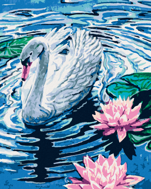 Paint by Numbers - SWAN WITH TWO WATER LILIES