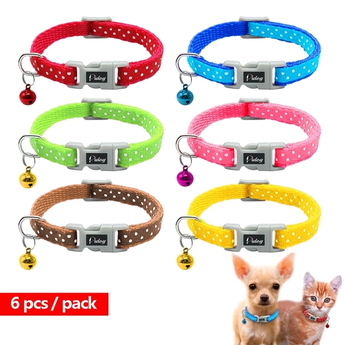 6pcs Cat Puppy Collar Nylon Polka Dot Pet Cats