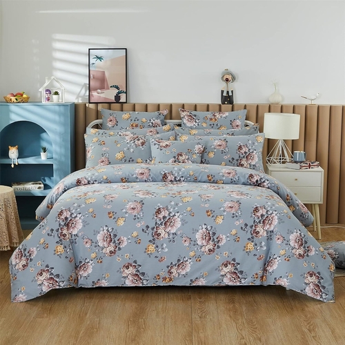 Cover Set Twin XL Shabby Grey Floral Bedding Vintage Farmhouse Bedding