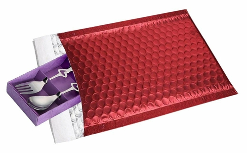 Metallic Red Bubble Mailers 6 x 9, Poly Padded Envelopes Pack of 25,