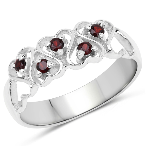 0.20 Carat Genuine Garnet .925 Sterling Silver Ring