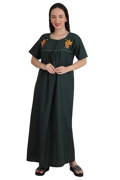 Women's Cotton Nighty Night Gown, Multicolor