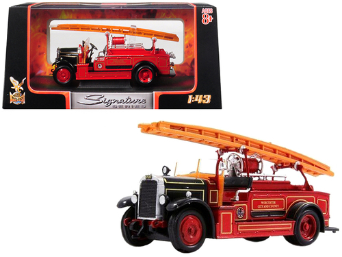 1934 Leyland FK-1 Fire Engine Red and Black 1/43 Diecast Model by Road