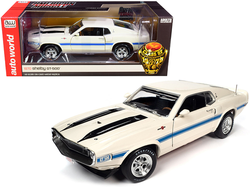 1970 Shelby GT-500 428 Cobra Jet Wimbledon White with Blue and Black