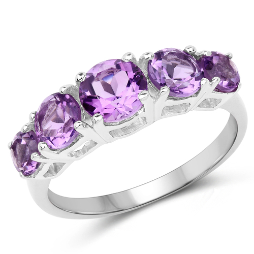 2.11 Carat Genuine Amethyst .925 Sterling Silver Ring