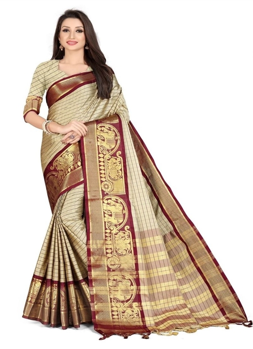 Generic Women's Cotton Silk,Jacquard,Poly Silk