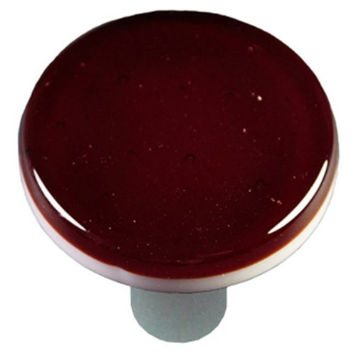 Hot Knobs HK1005-KRA Garnet Red Round Glass Cabinet Knob - Aluminum Po