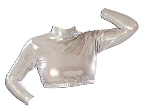 Pizzazz 7600M -WSP -AL 7600M Adult Crop Top, Metallic White Sparkl