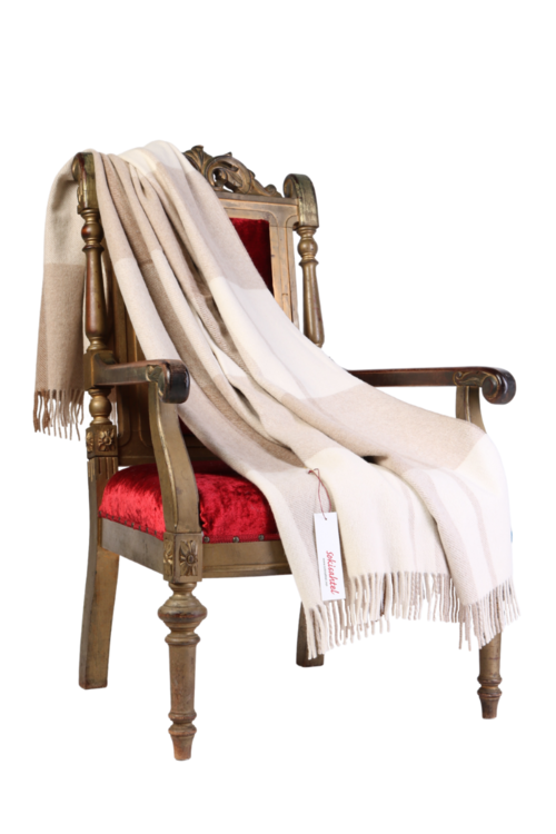 Alpaca wool big beige checkered plaid 