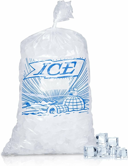 Pack of 1000 Printed Metallocene Ice Bags 8 x 3 x 20 Gusseted Poly 8