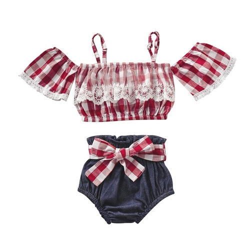 2019 Summer Toddler Baby Girl Clothes Sets Plaid