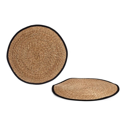 Carpet negro Fibra Black Brown Natural Natural Fibre 80 x 1 x 80 cm