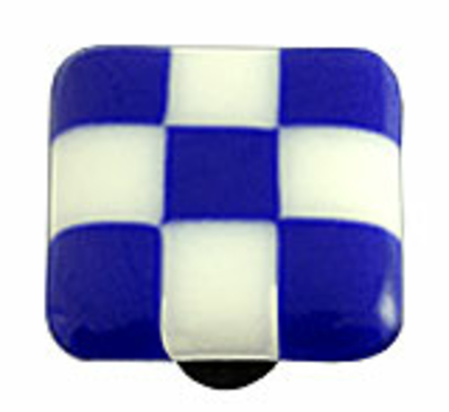 Hot Knobs HK7004-KA Cobalt Blue & White Squares Glass Cabinet Knob - A