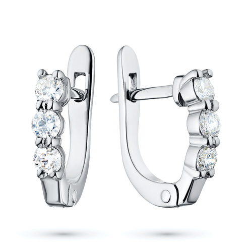 Sterling Silver Earrings with 6 Round-Cut Lab-Created Diamonds 0.336