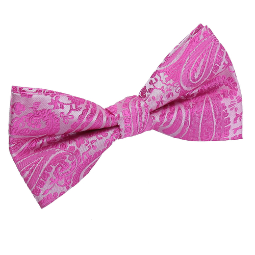 Paisley Pre-Tied Bow Tie - Fuchsia Pink