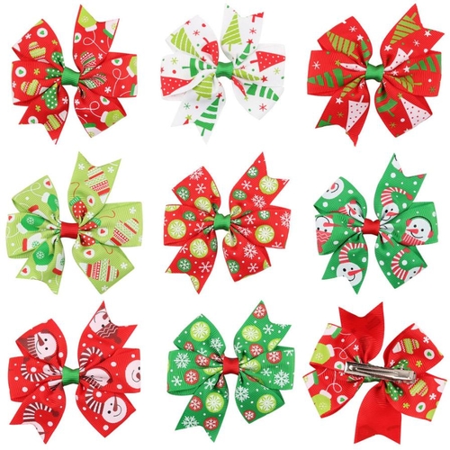 Baby Girls Christmas Ornaments Bowknot Hairpin