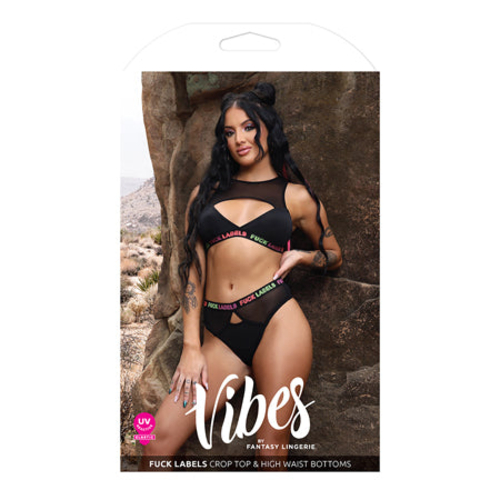 Fantasy Lingerie Vibes Fuck Labels Keyhole Top & High-Waist Bottoms