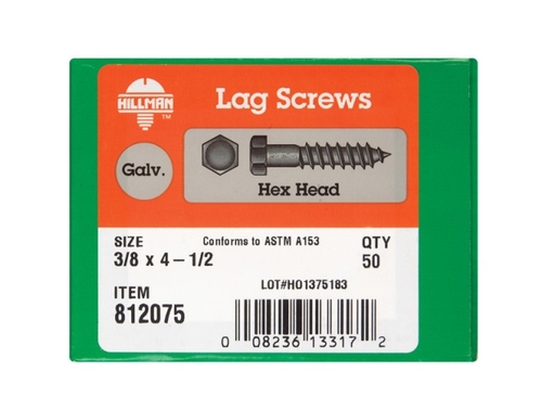 Hillman 812075 0.375 x 4.5 in. Galvanized Hex Head Lag Bolt