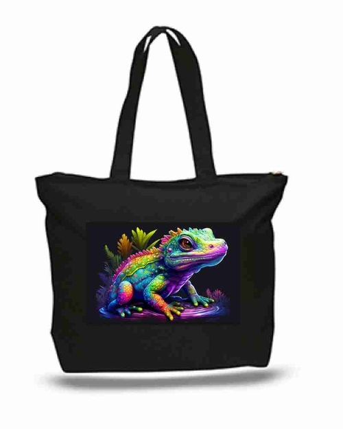 AI Fantasy Frog Lizard  Art New Zipper Tote Bag