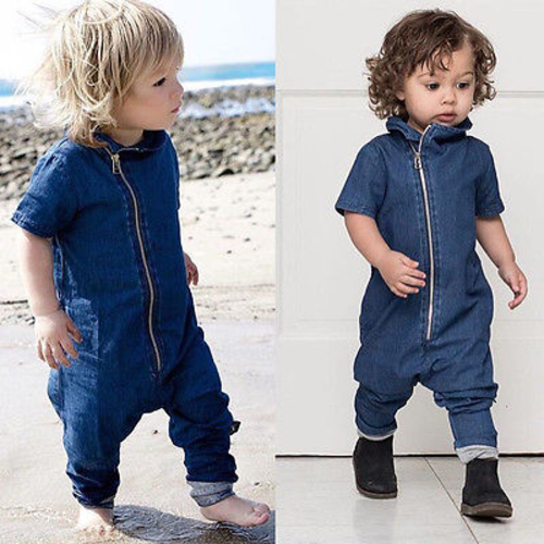 Denim Newborn Toddler Kids Baby Boys Zipper