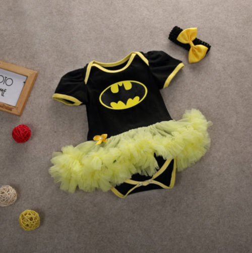 Cute Newborn Baby Girl Batman Clothes Short Sleeve