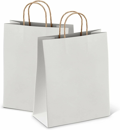 White Shopping Bags Bulk Pack of 400 Large Paper Bags 8 x 4.75 x 10.5